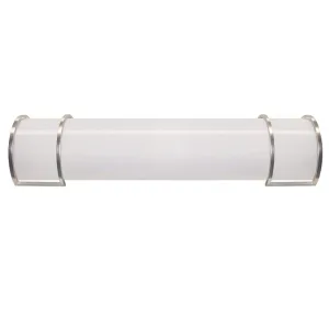 Contemporary Bath Vanity Frosted Integrated LED Lights, Nickel Trim