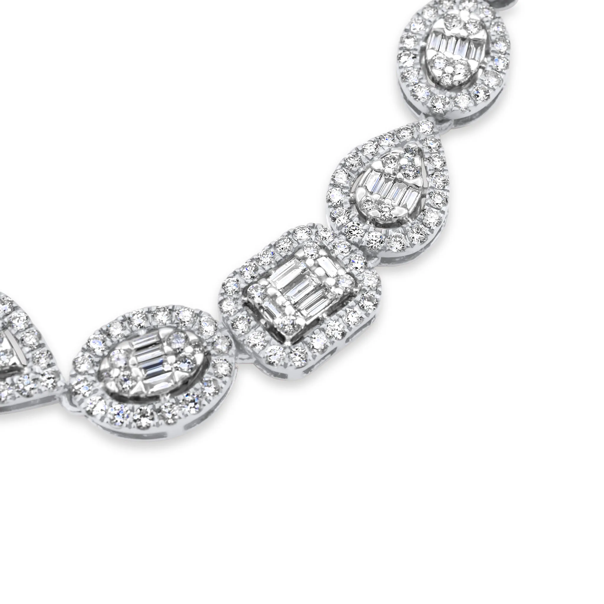 14k Solid White Gold Diamond Baguette Chain 12.91 ctw