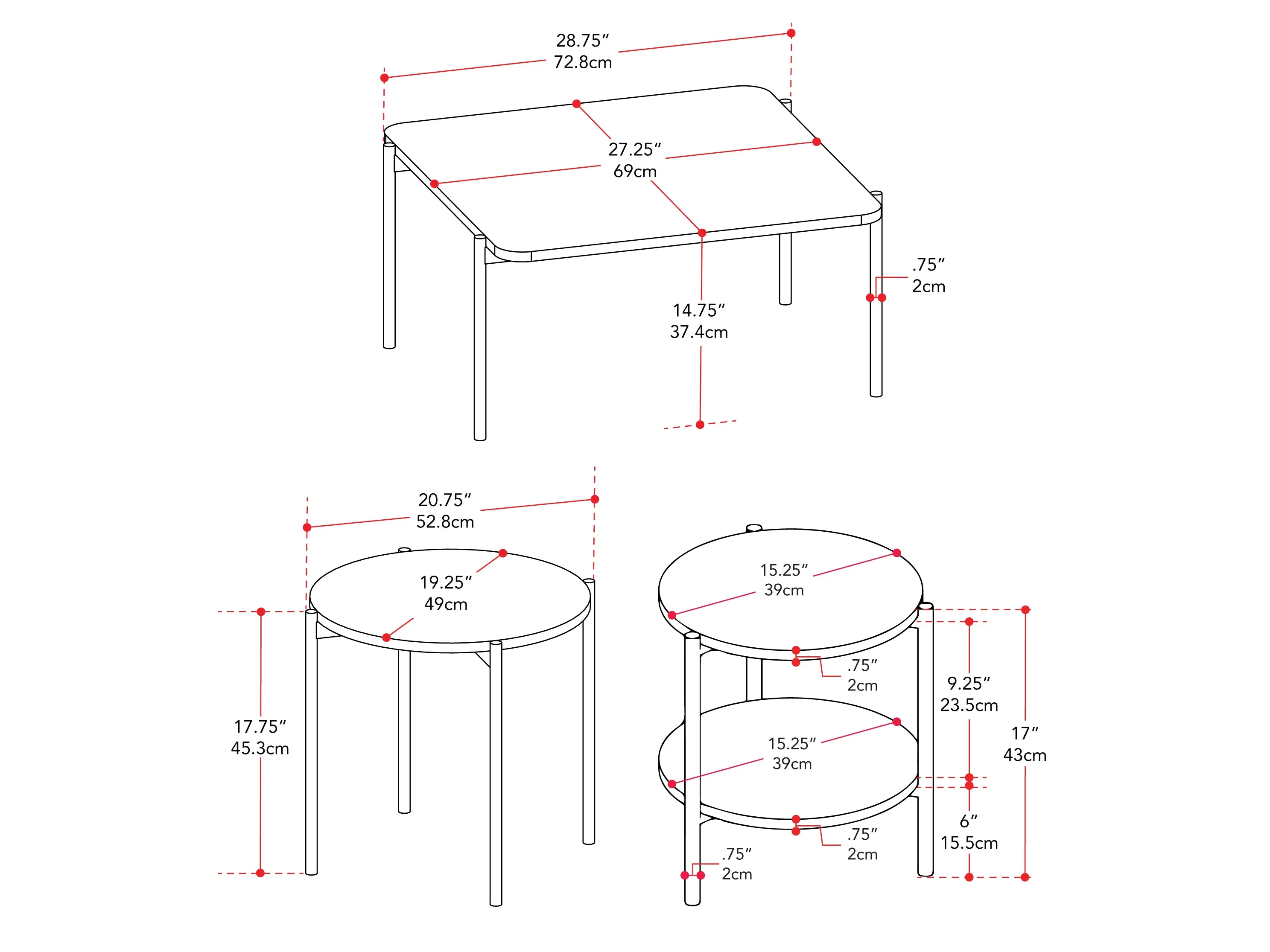 3 Piece Coffee Table Set