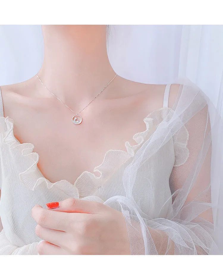 A Meaningful Korean Style Couple Necklace with Collarbone Chain