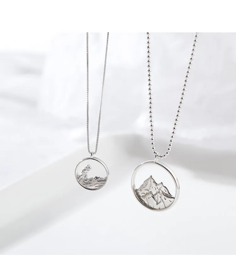 A Meaningful Korean Style Couple Necklace with Collarbone Chain