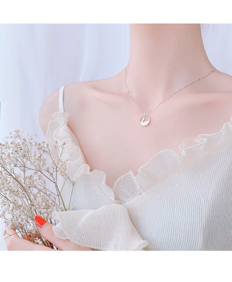 A Meaningful Korean Style Couple Necklace with Collarbone Chain