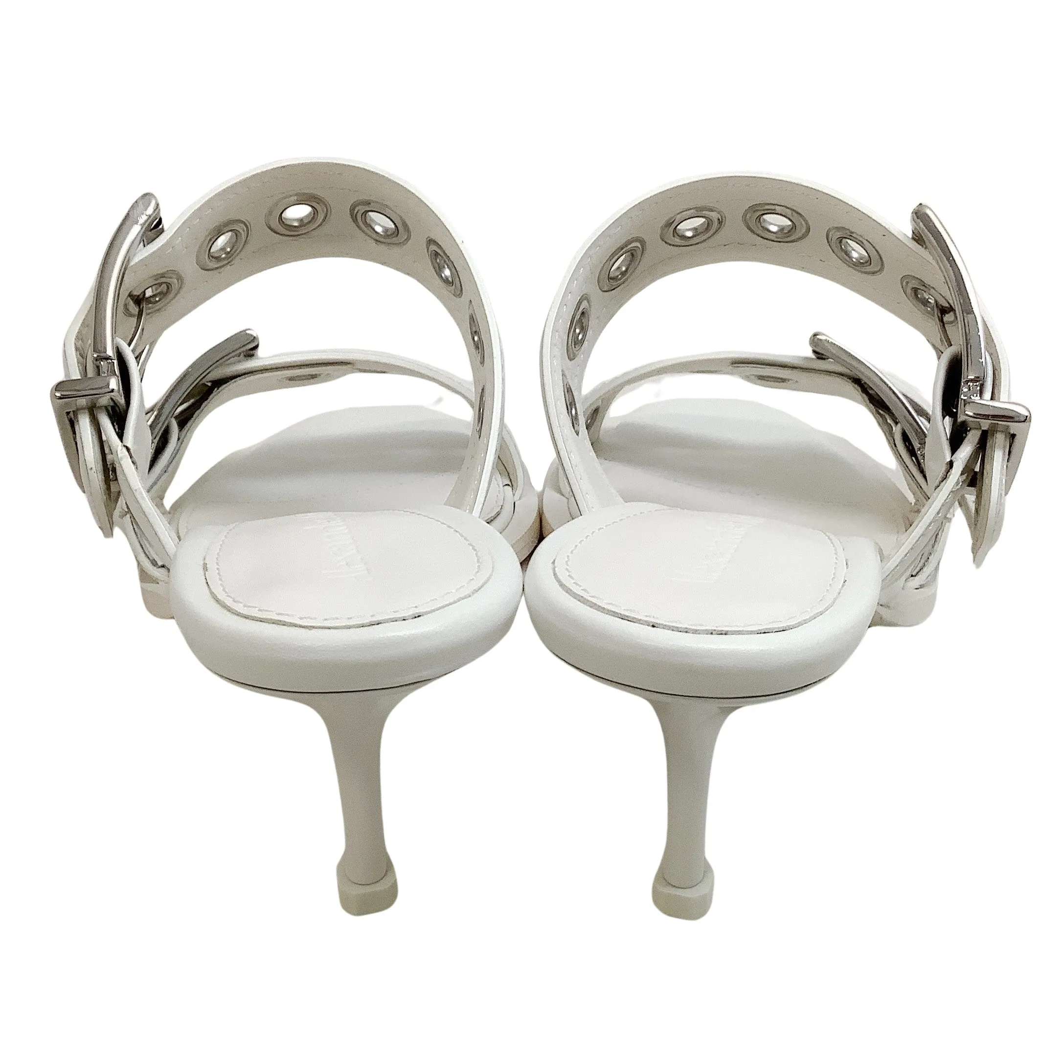 Alexander McQueen White Leather Buckle Strap Sandals