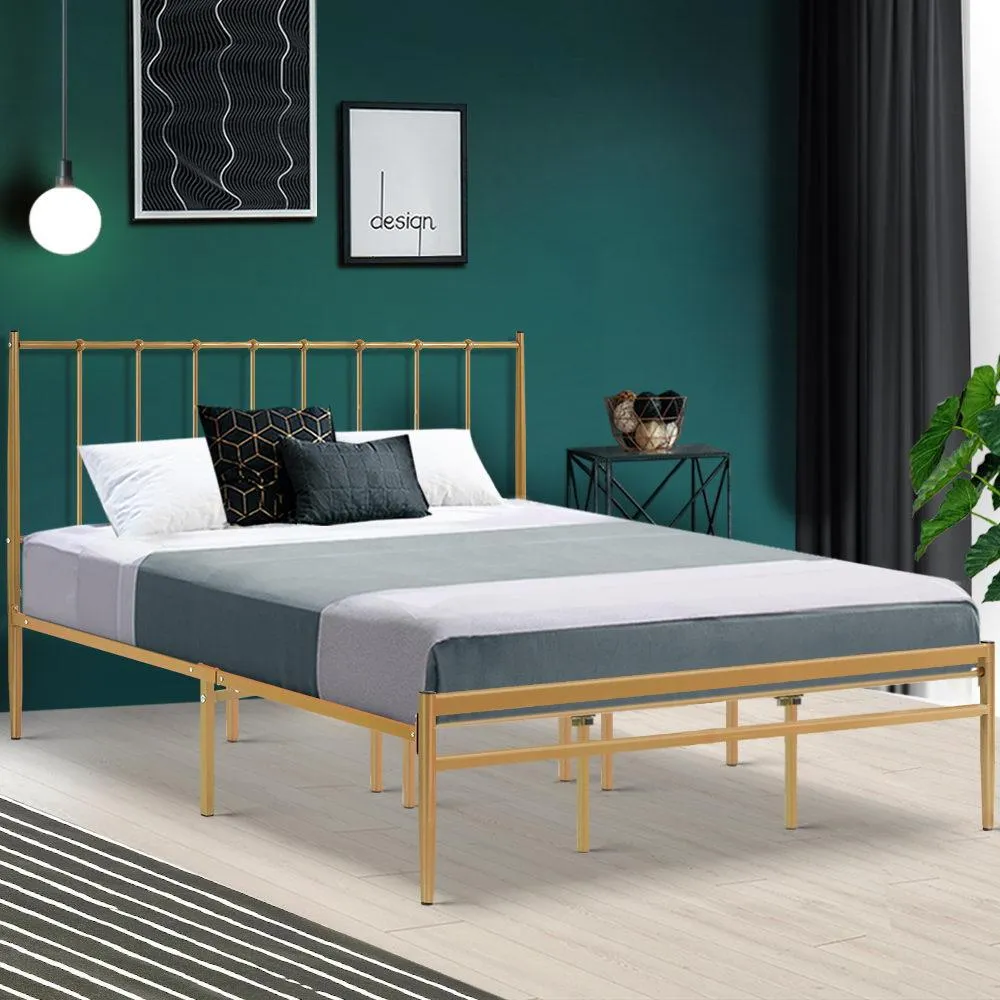 Amor Metal King Bed Frame Gold