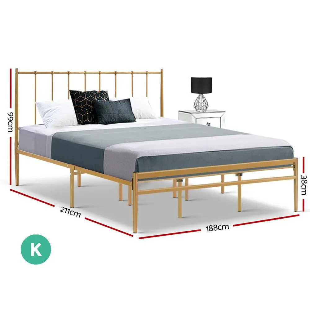 Amor Metal King Bed Frame Gold