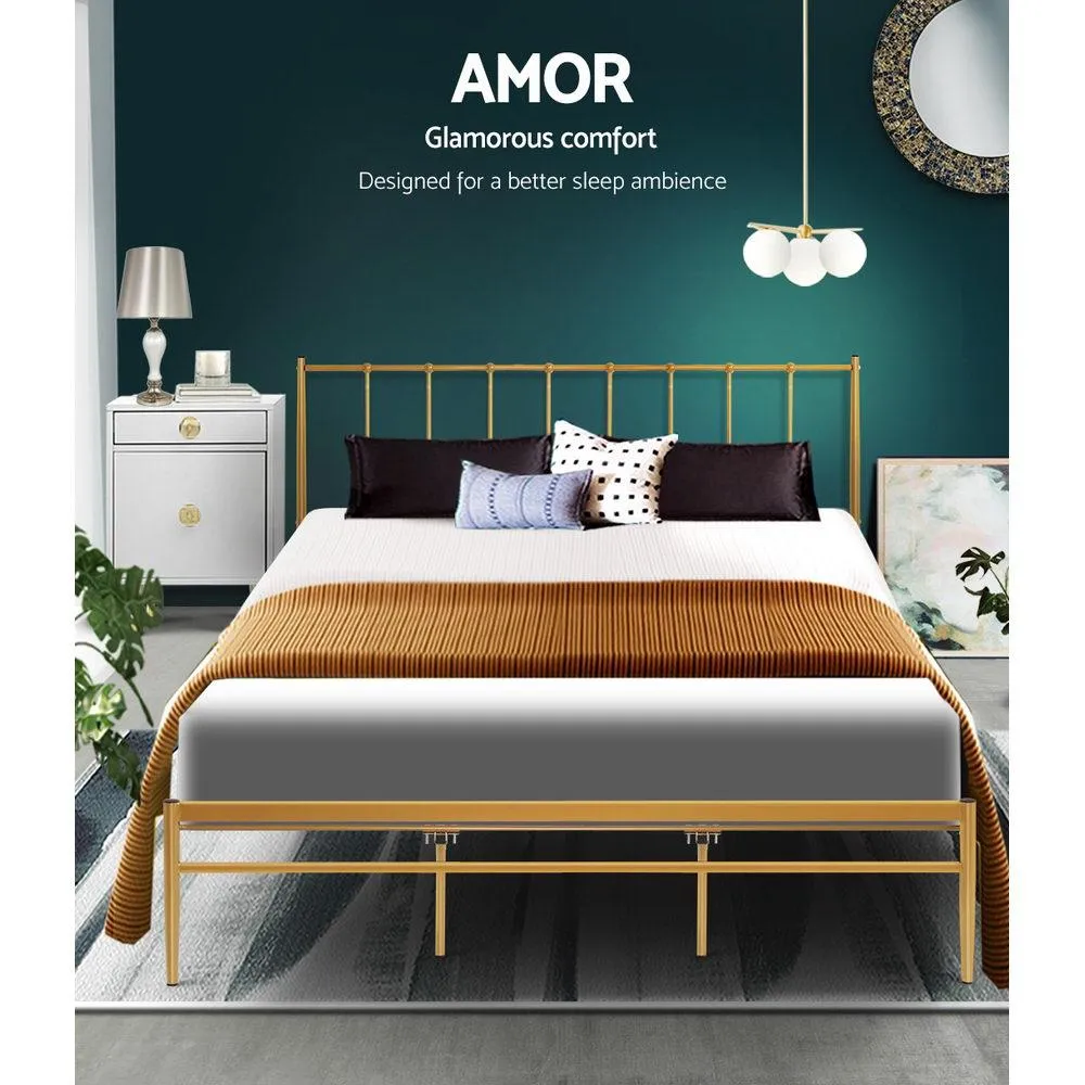 Amor Metal King Bed Frame Gold