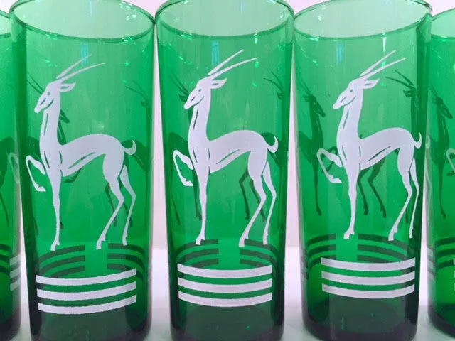 Anchor Hocking Green Gazelle Mid-Century Collins Glasses (Set of 6)