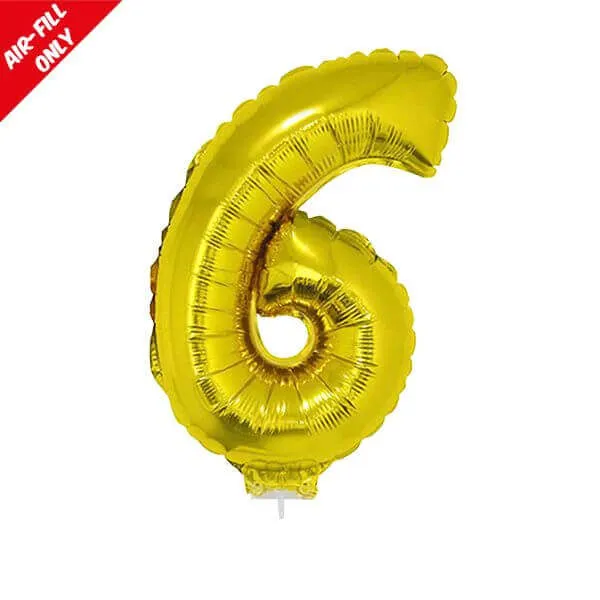 Balloon on Stick - 16" Gold Number 6