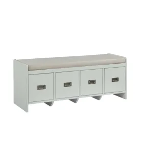 Berci - Bench - Beige Fabric & White