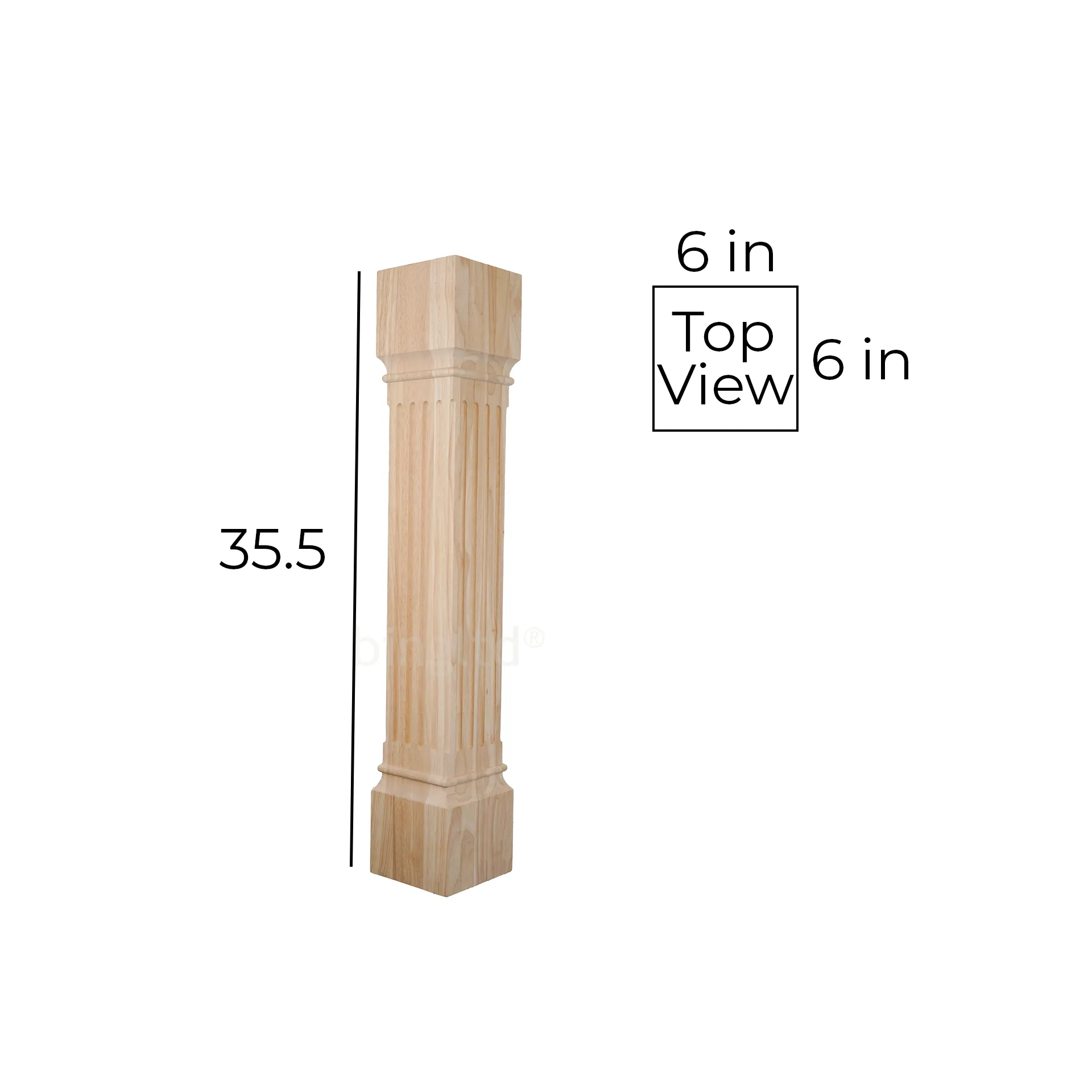 bingltd - 6" x 35.5" Fluted Kitchen Post (K007-RW-UNF)