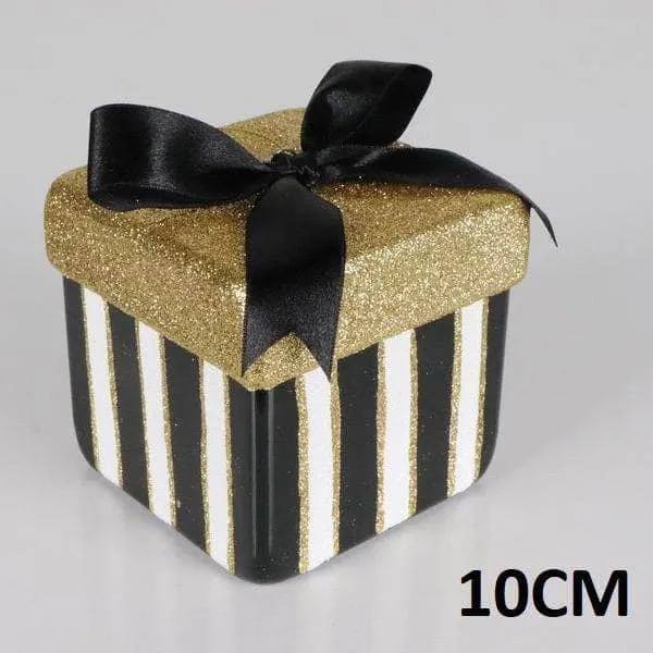 Black & White Gift Box Christmas Decoration - 10cm