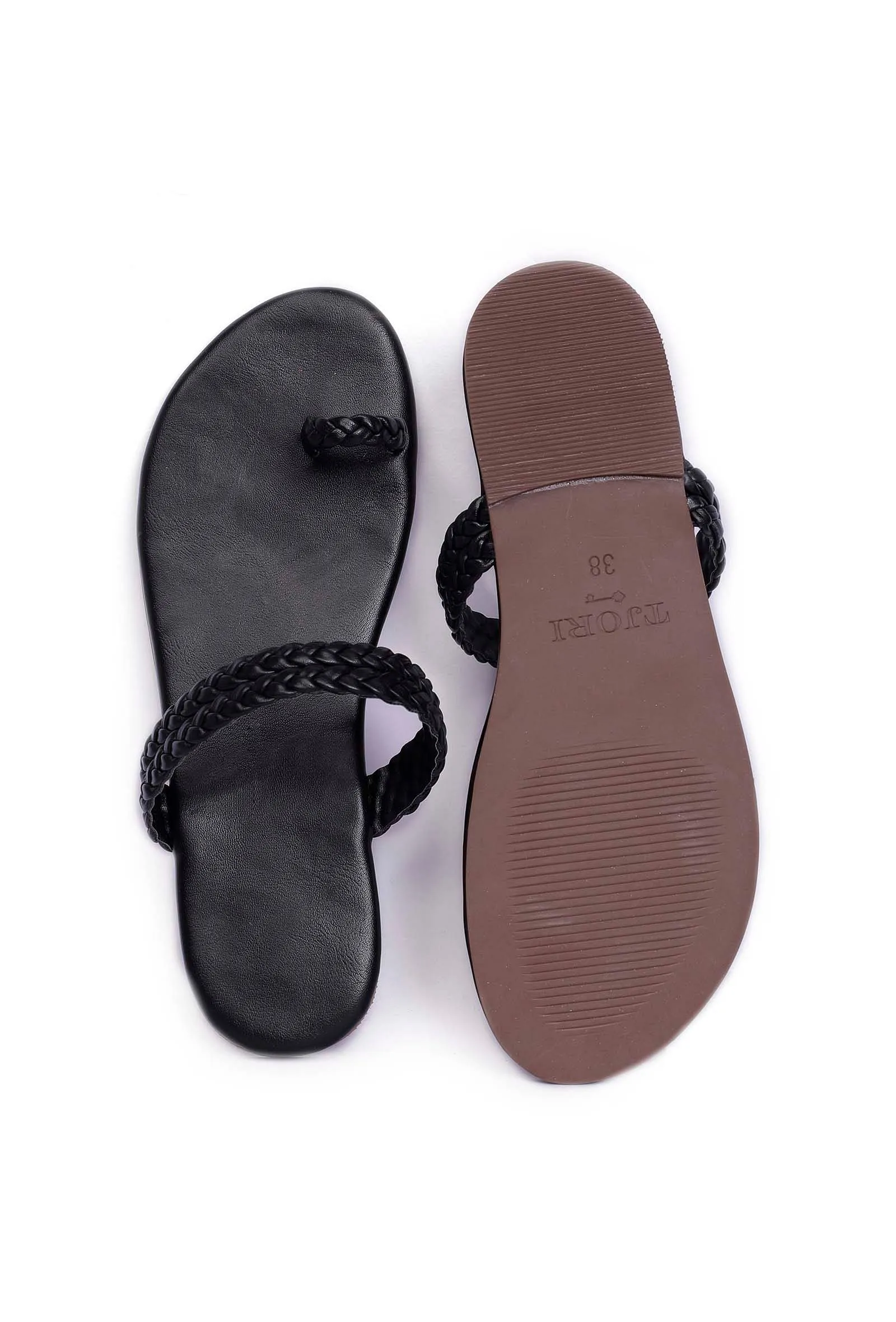 Black Knotted Cruelty Free Leather Sandals