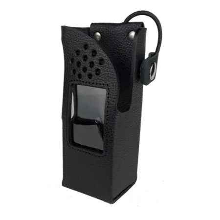 Black Leather Holster with Swivel Beltloop for Tait TP9600 Series Radios