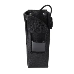 Black Leather Holster with Swivel Beltloop for Tait TP9600 Series Radios