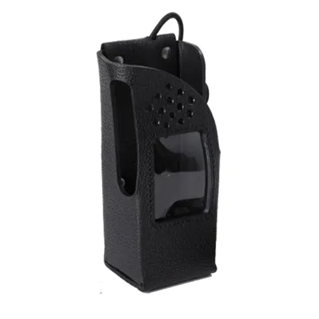 Black Leather Holster with Swivel Beltloop for Tait TP9600 Series Radios