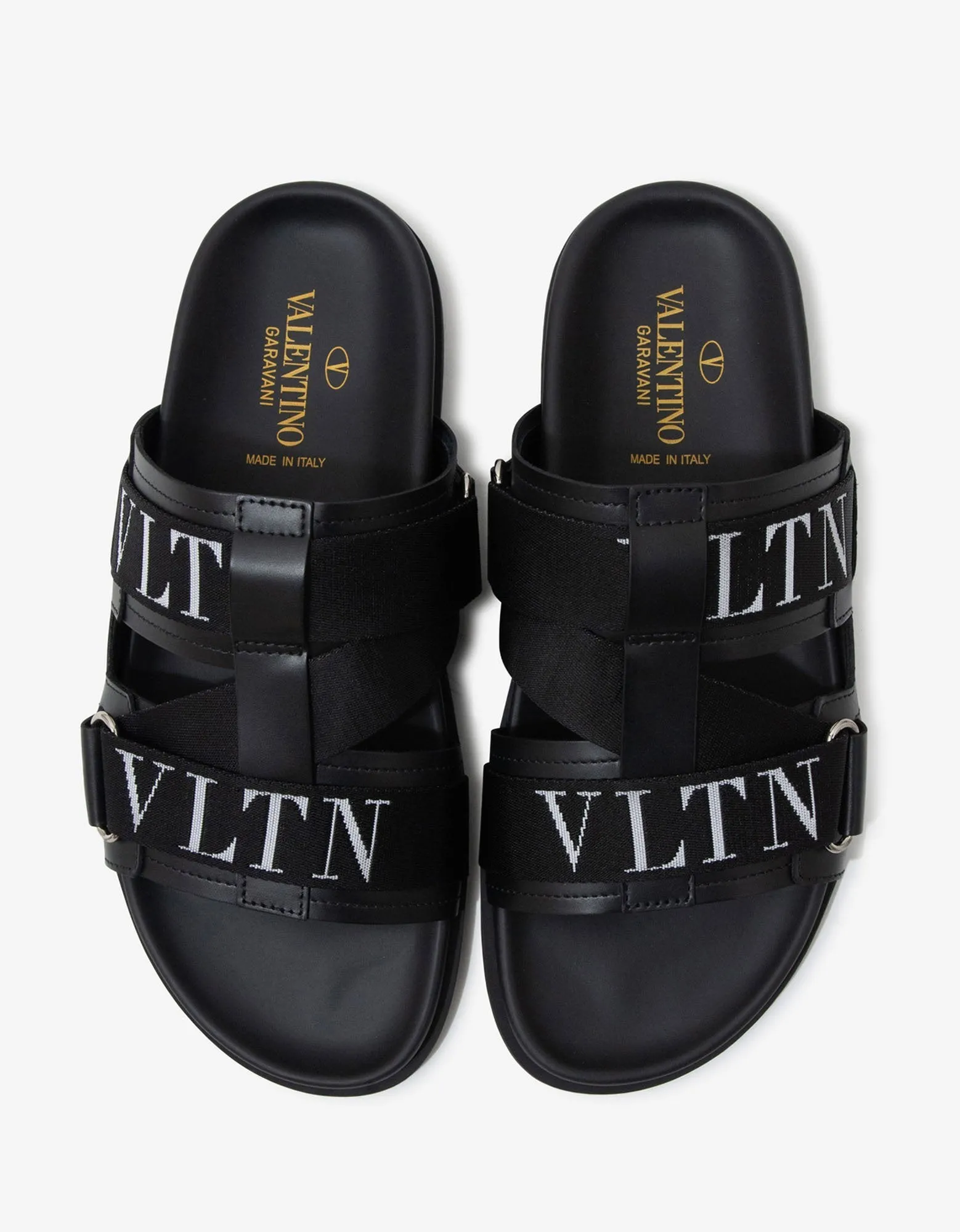 Black Leather VLTN Sandals -