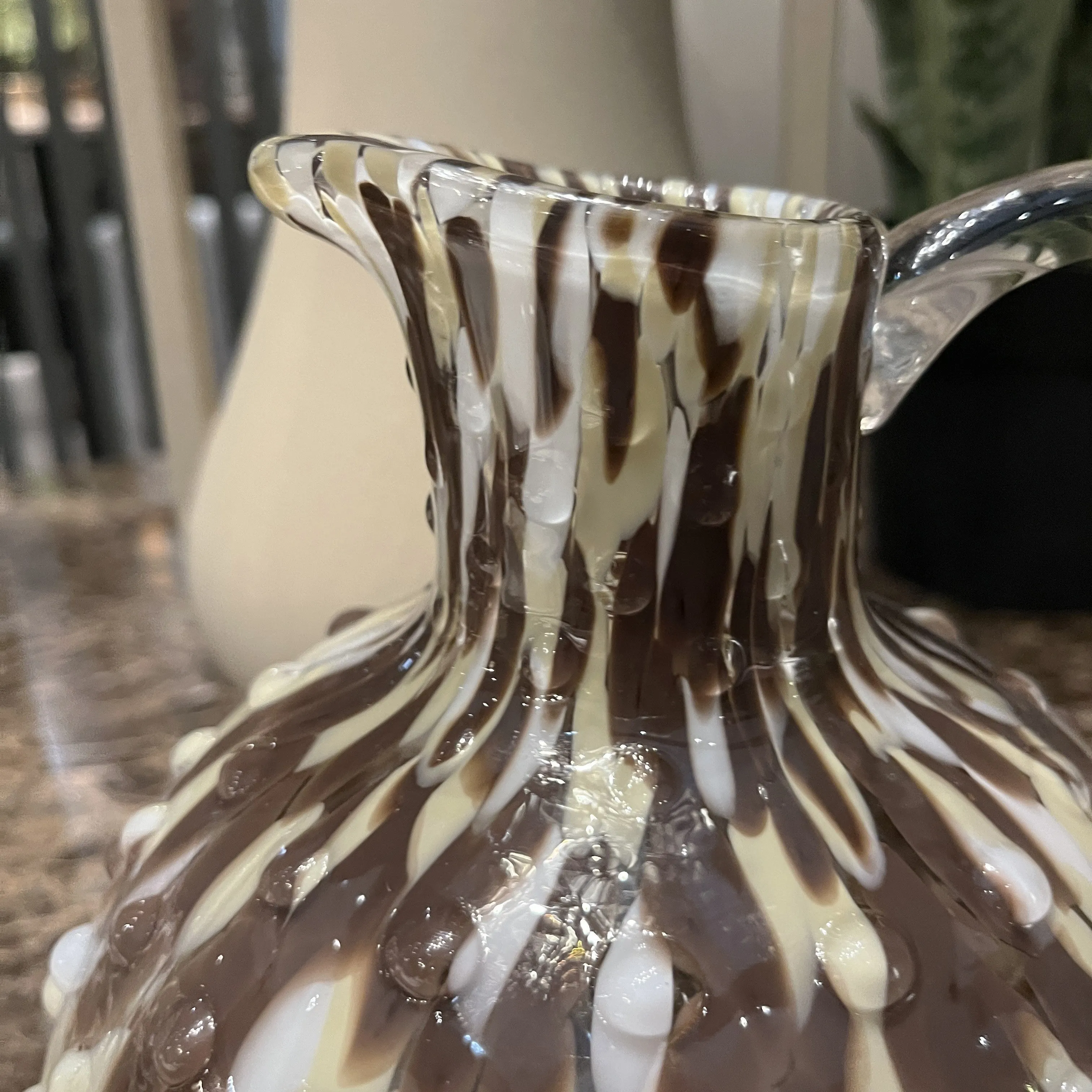 Brown Speckled and Bobbled Glass Jug