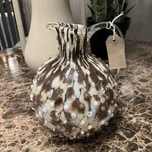 Brown Speckled and Bobbled Glass Jug