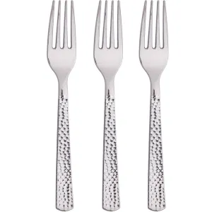 Bulk Silver Metallic Hammered Plastic Forks (288 per Case)