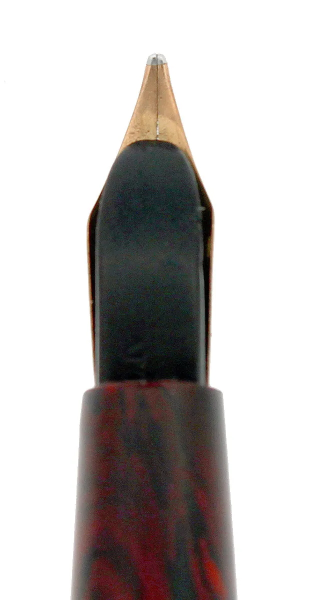 C1915 WATERMAN #12 MOTTLED RED HARD RUBBER FLEX NIB 2.94mm FOUNTAIN PEN RESTORED