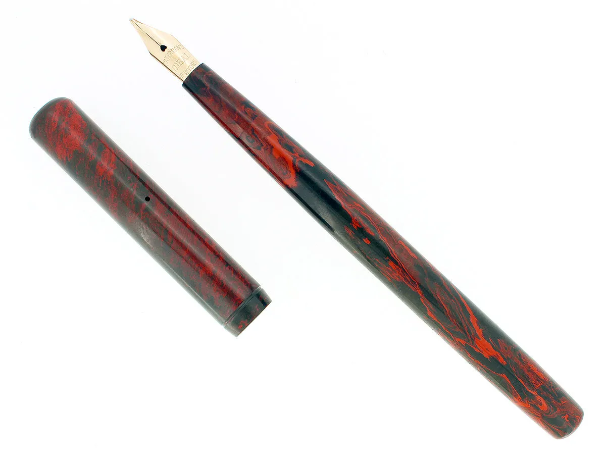 C1915 WATERMAN #12 MOTTLED RED HARD RUBBER FLEX NIB 2.94mm FOUNTAIN PEN RESTORED