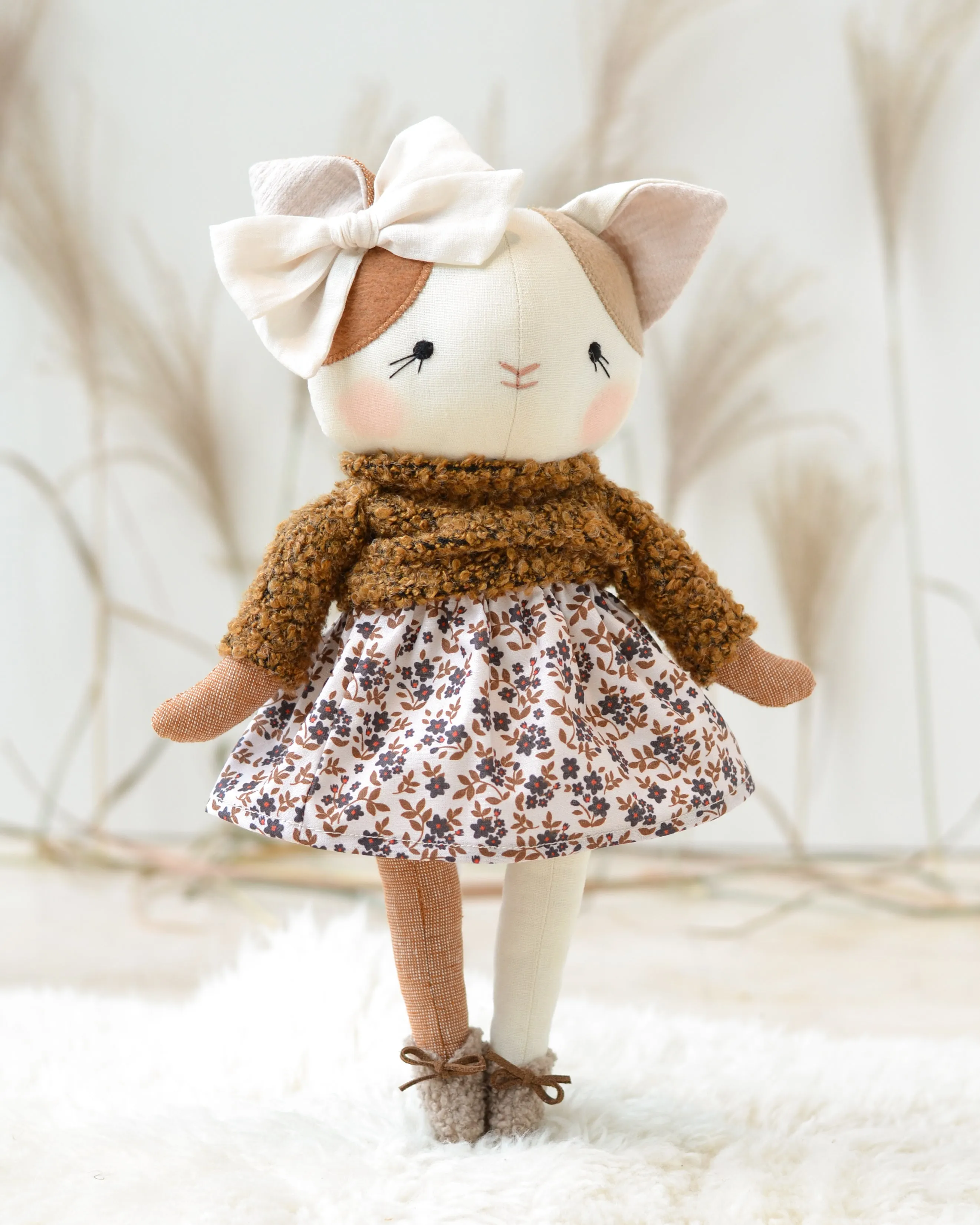 Cat Soft Toy Lucie Floral Skirt