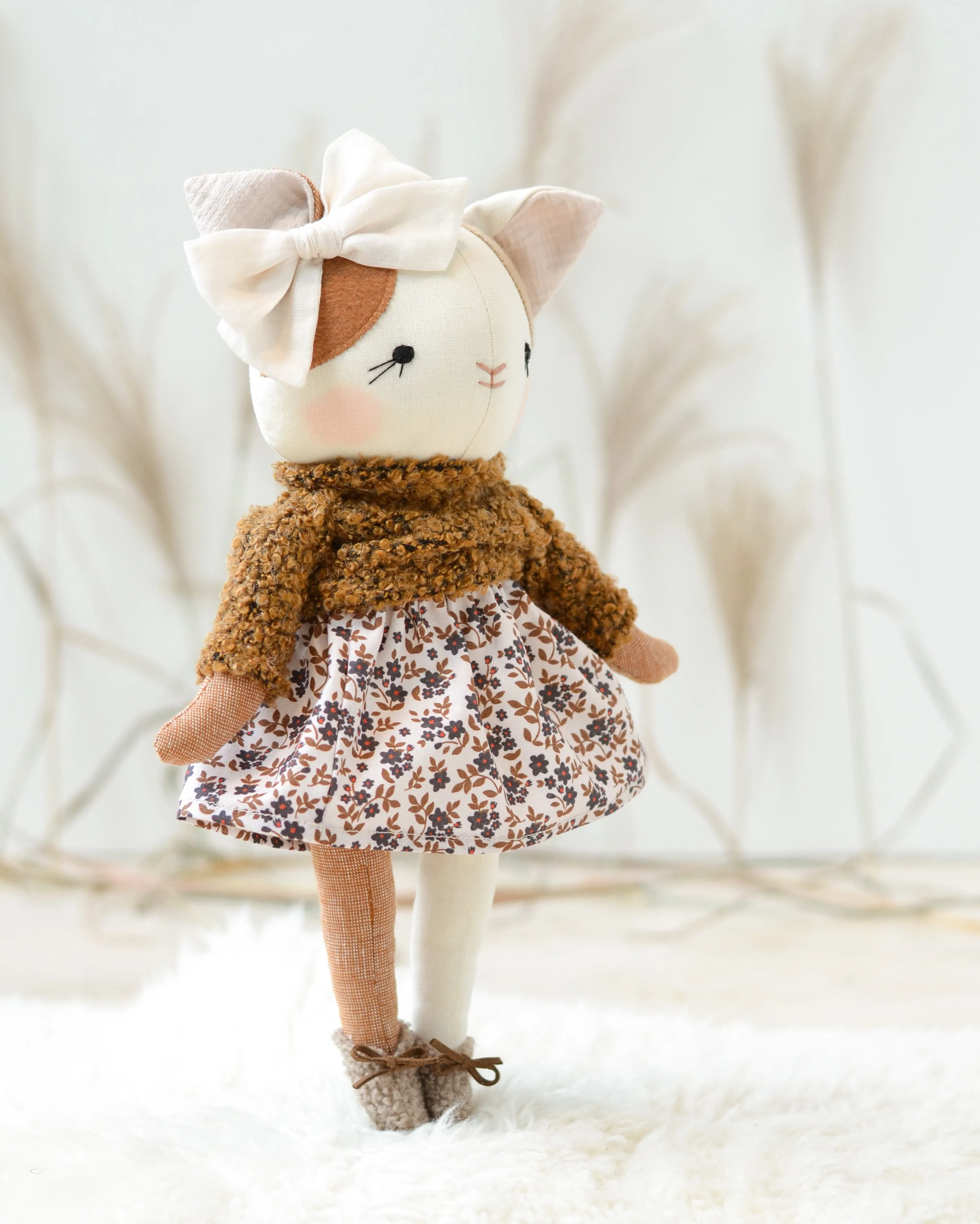 Cat Soft Toy Lucie Floral Skirt