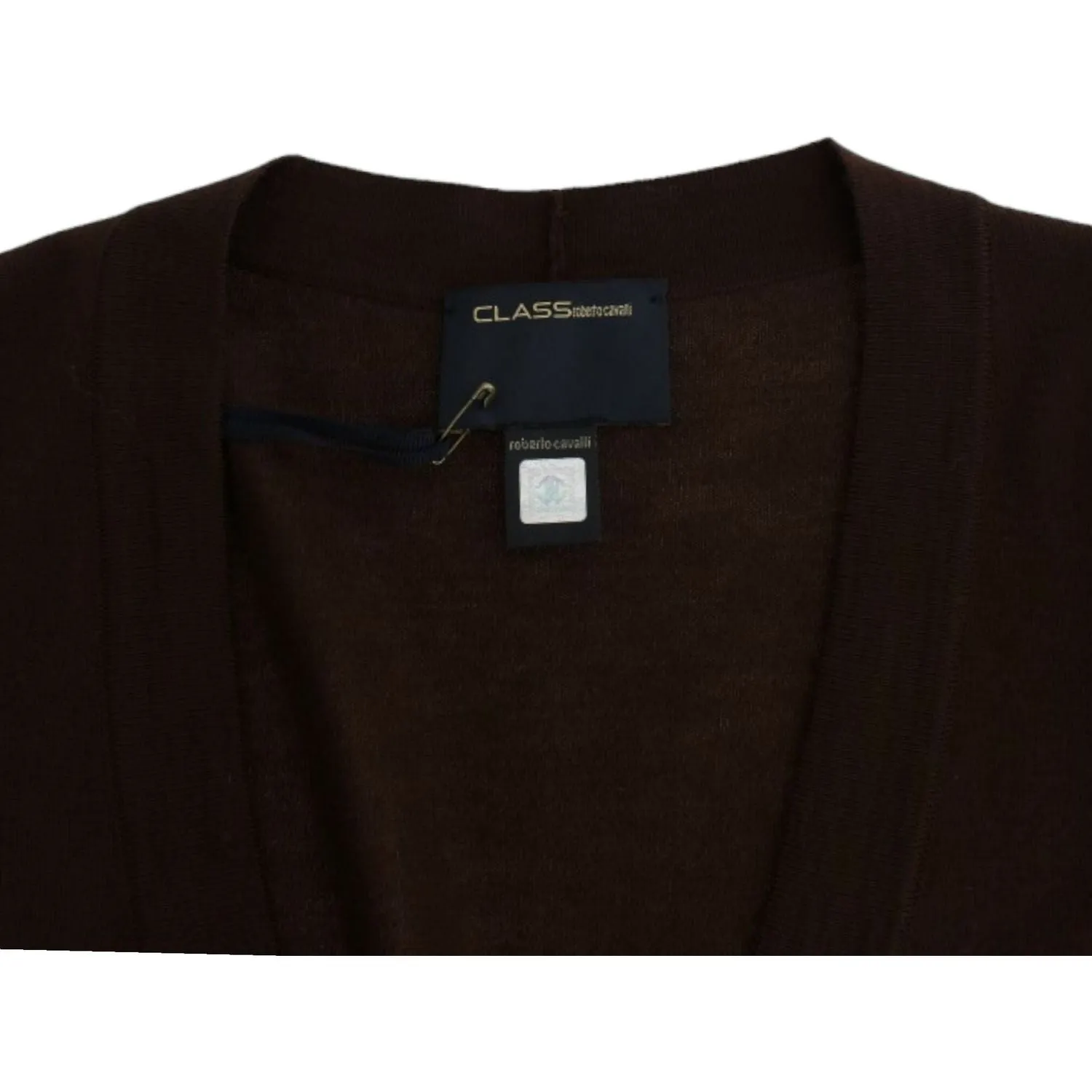 Cavalli Elegant Brown Virgin Wool Cropped Cardigan