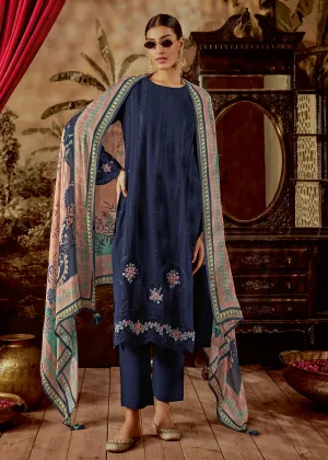 Charming Blue Parsi Style Embroidered Festive Salwar Suit