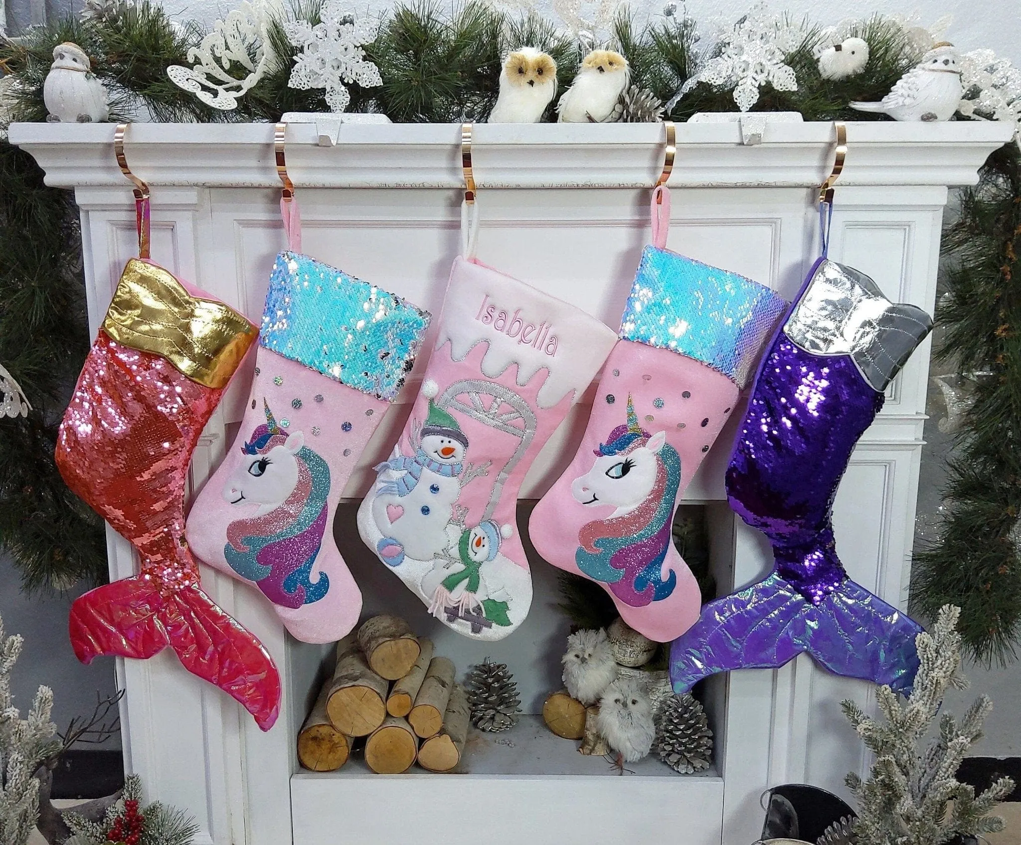 Children's Large Christmas Snowman Personalized stocking with Melting Ice Cuff