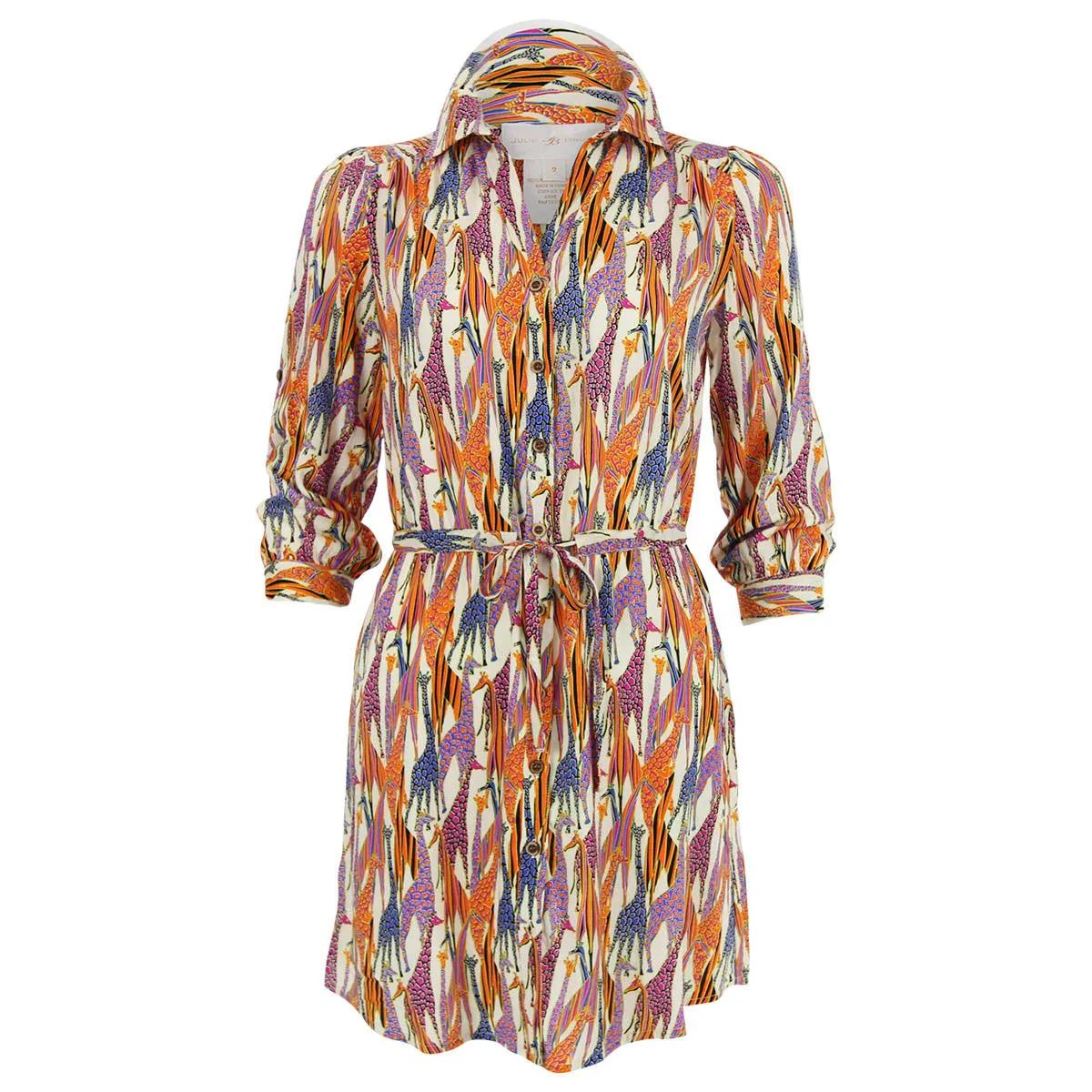 Cleo Drawstring Shirtdress in Giraffe Print