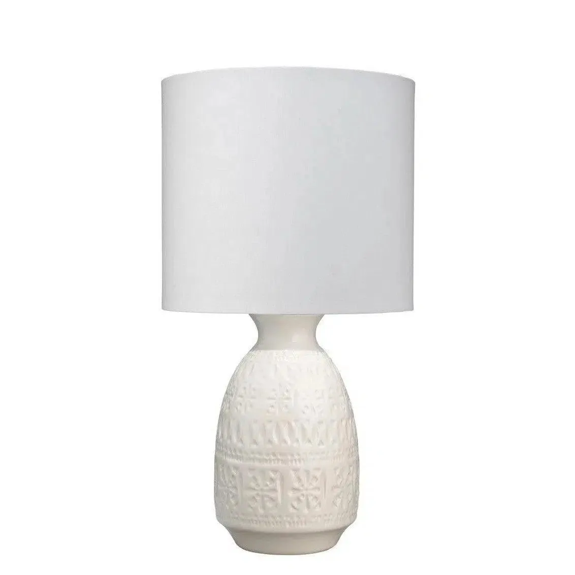 Coastal Style White Ceramic Frieze Table Lamp