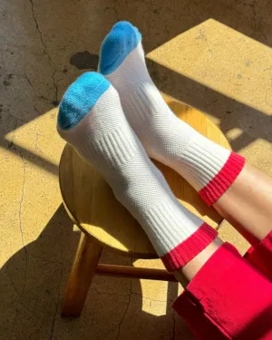 Color Block Girlfriend Socks - Blue   Red