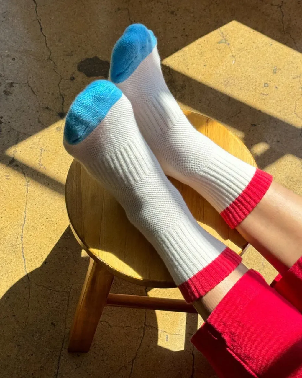 Color Block Girlfriend Socks - Blue   Red