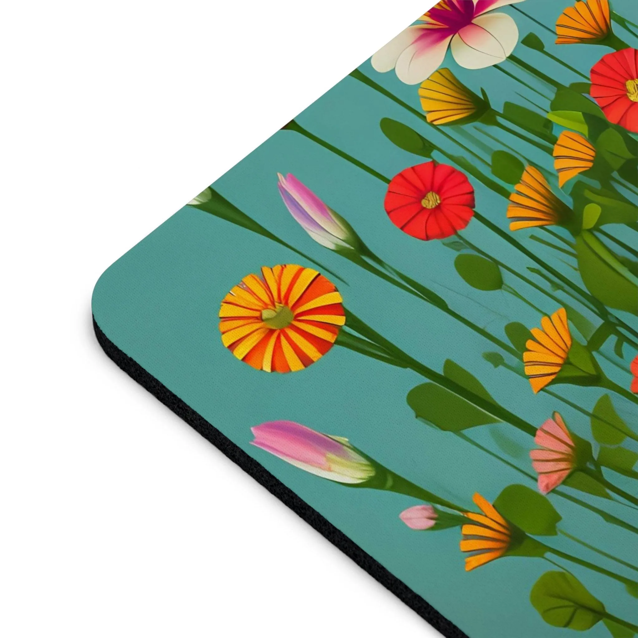 Computer Mouse Pad with Non-slip rubber bottom for Home or Office - Wildflowers