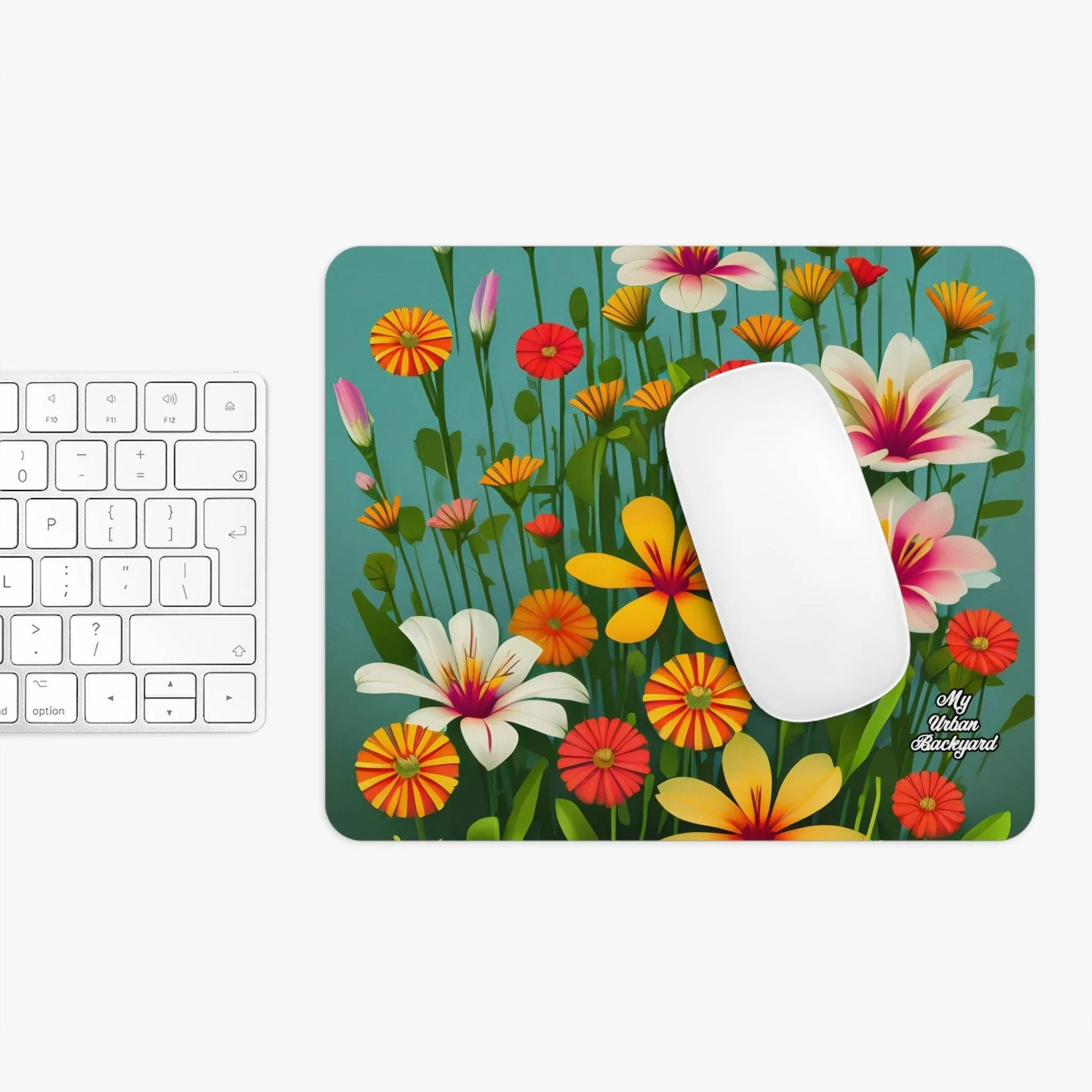 Computer Mouse Pad with Non-slip rubber bottom for Home or Office - Wildflowers