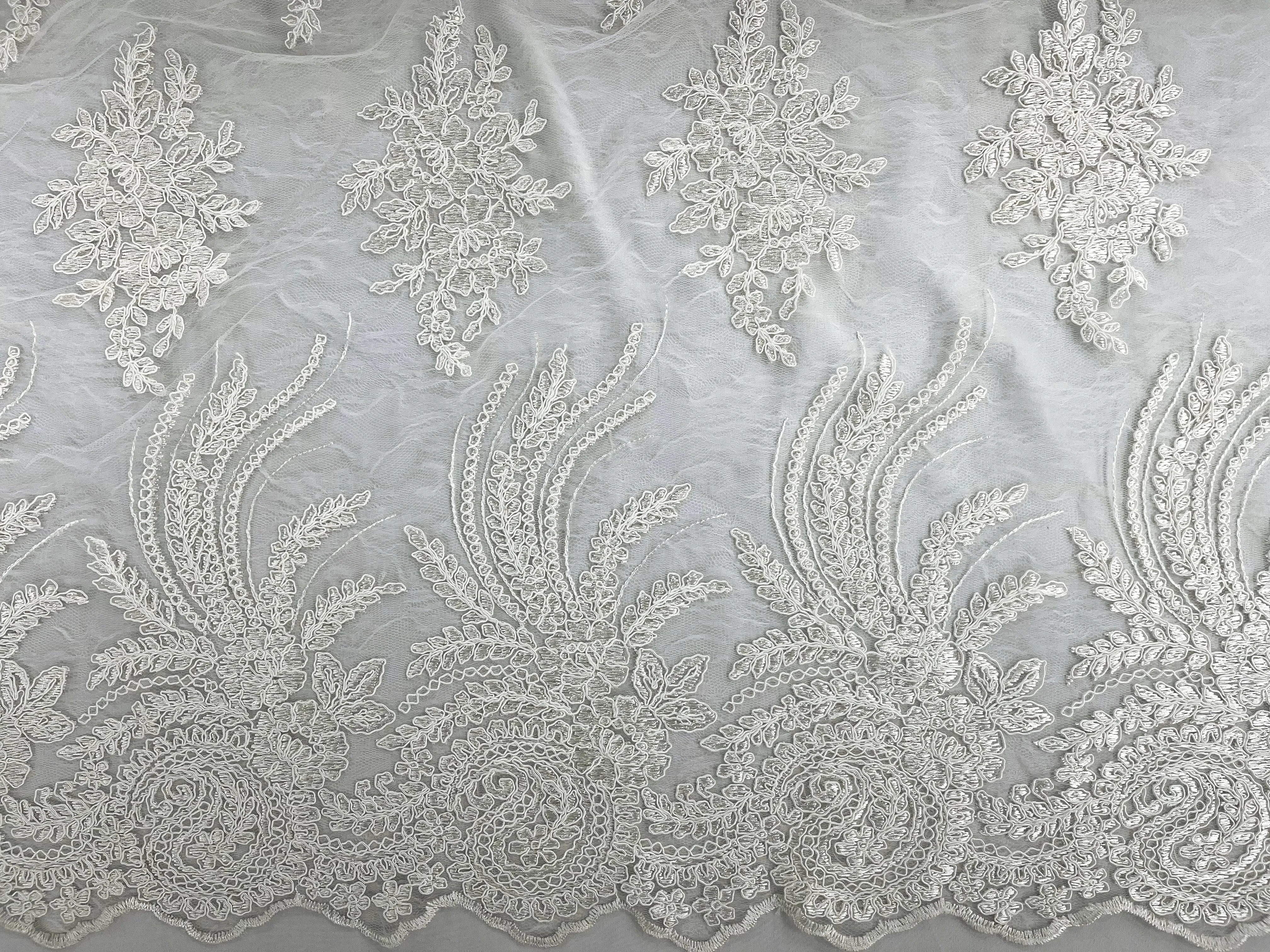 Corded Lace Fabric With Scalloped Edge