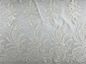 Corded Lace Fabric With Scalloped Edge