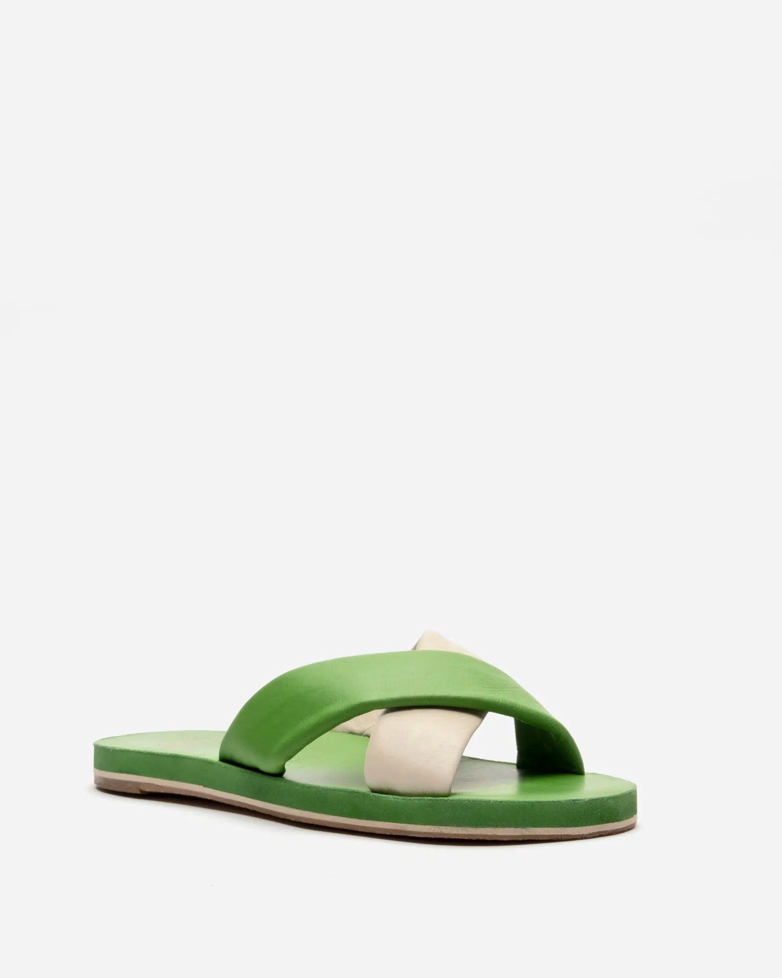 Criss Cross Cloud Slide Nappa Green Oyster