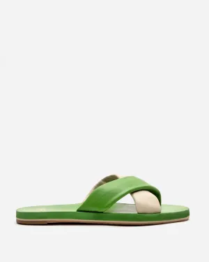 Criss Cross Cloud Slide Nappa Green Oyster