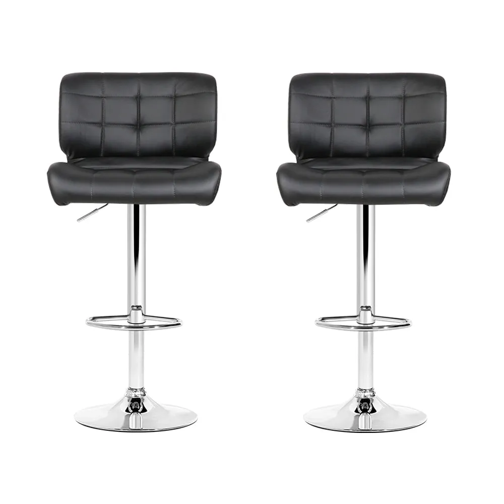 Deluxe PU Leather Gas Lift Bar Stools, Black - 2x Artiss