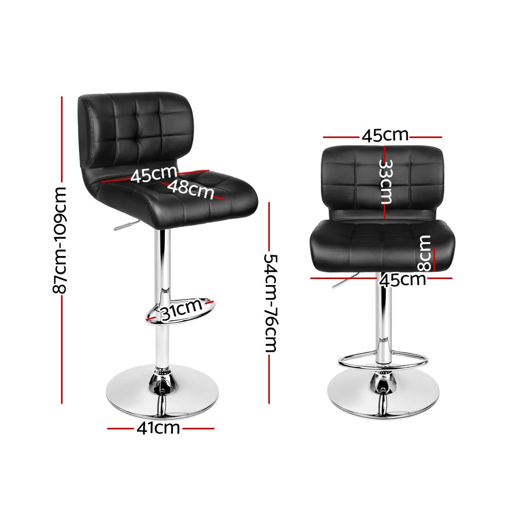 Deluxe PU Leather Gas Lift Bar Stools, Black - 2x Artiss