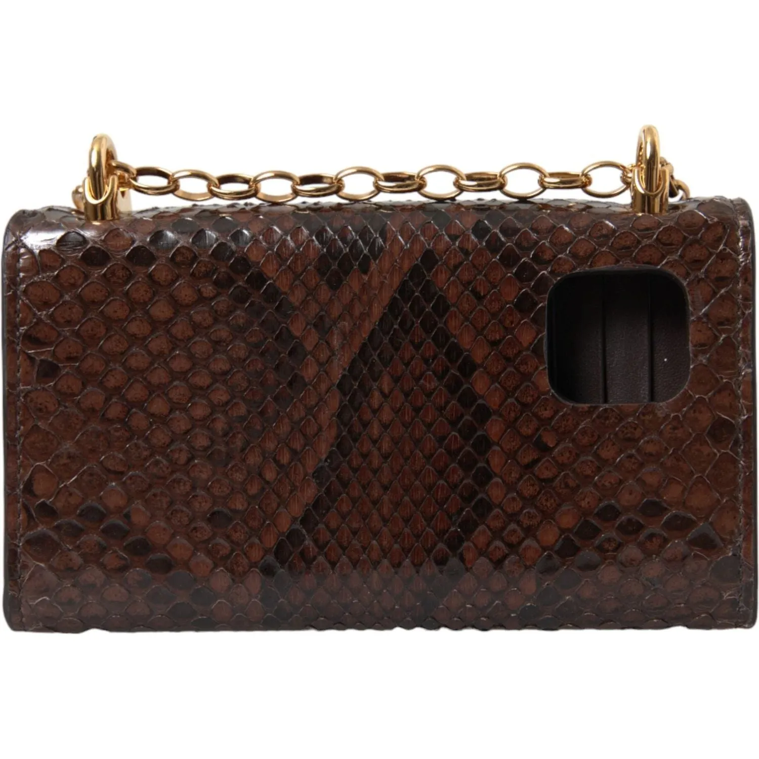 Dolce & Gabbana Brown Python Leather DG Girls Crossbody Phone Bag