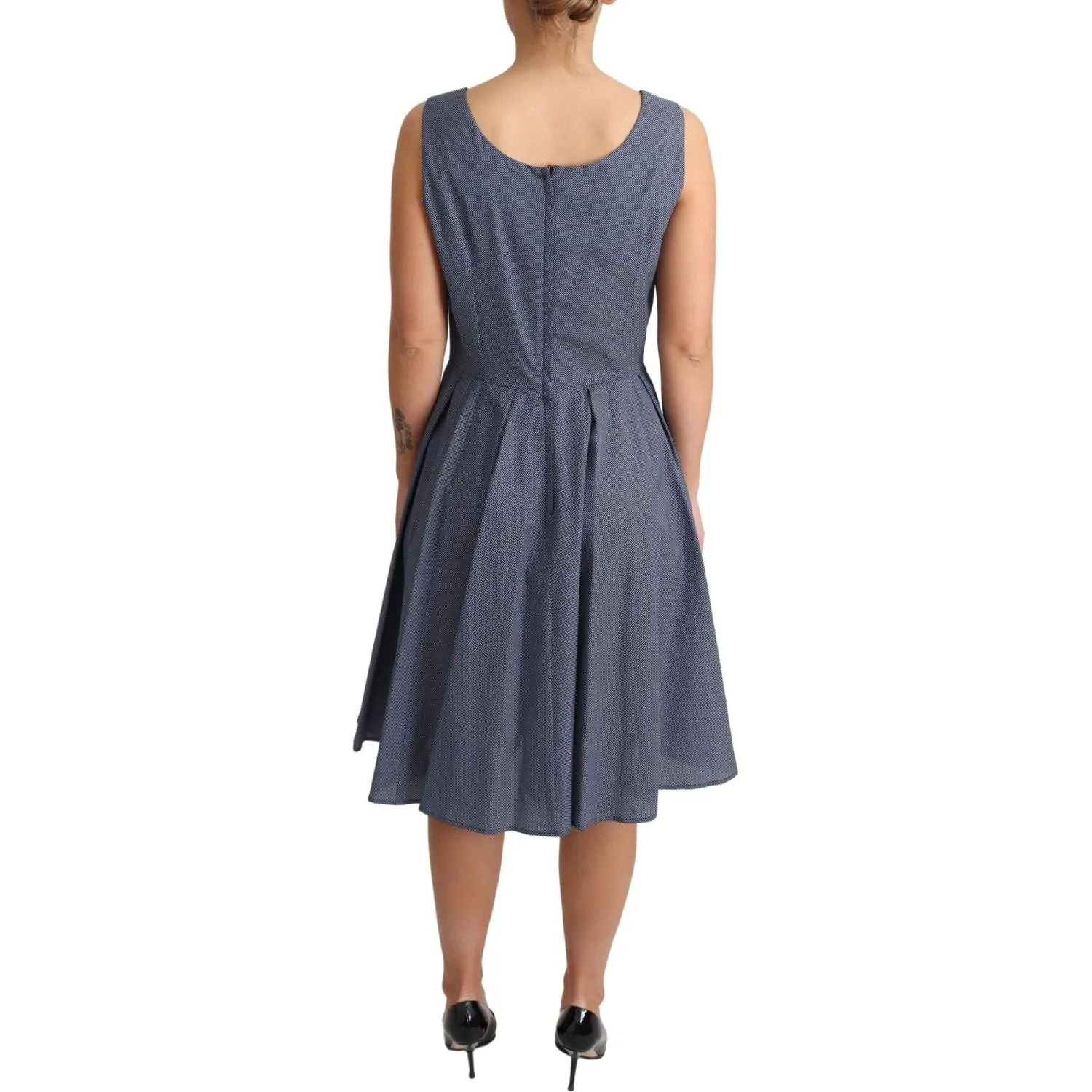 Dolce & Gabbana Chic Blue Polka-Dotted Sleeveless A-Line Dress