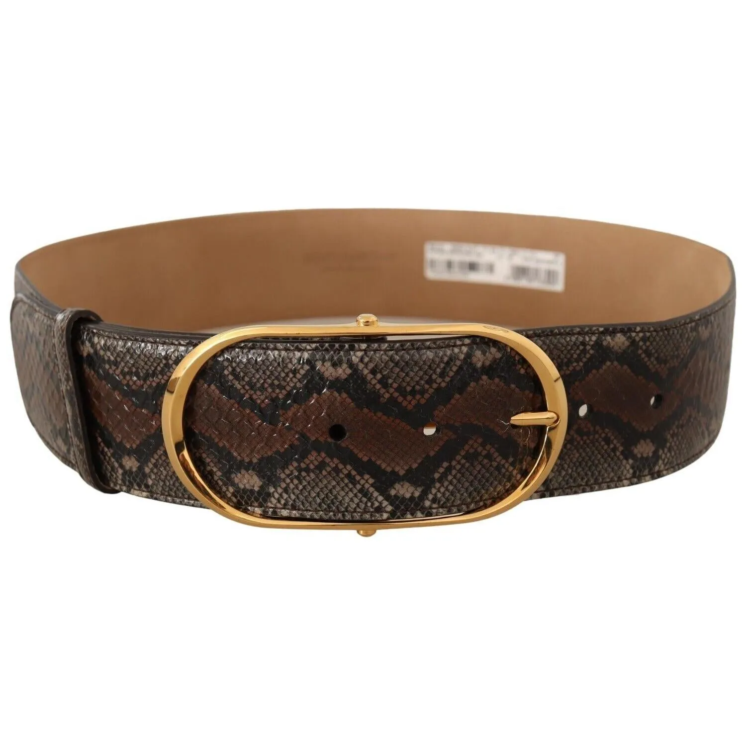 Dolce & Gabbana Elegant Brown Leather Belt with Gold Buckle