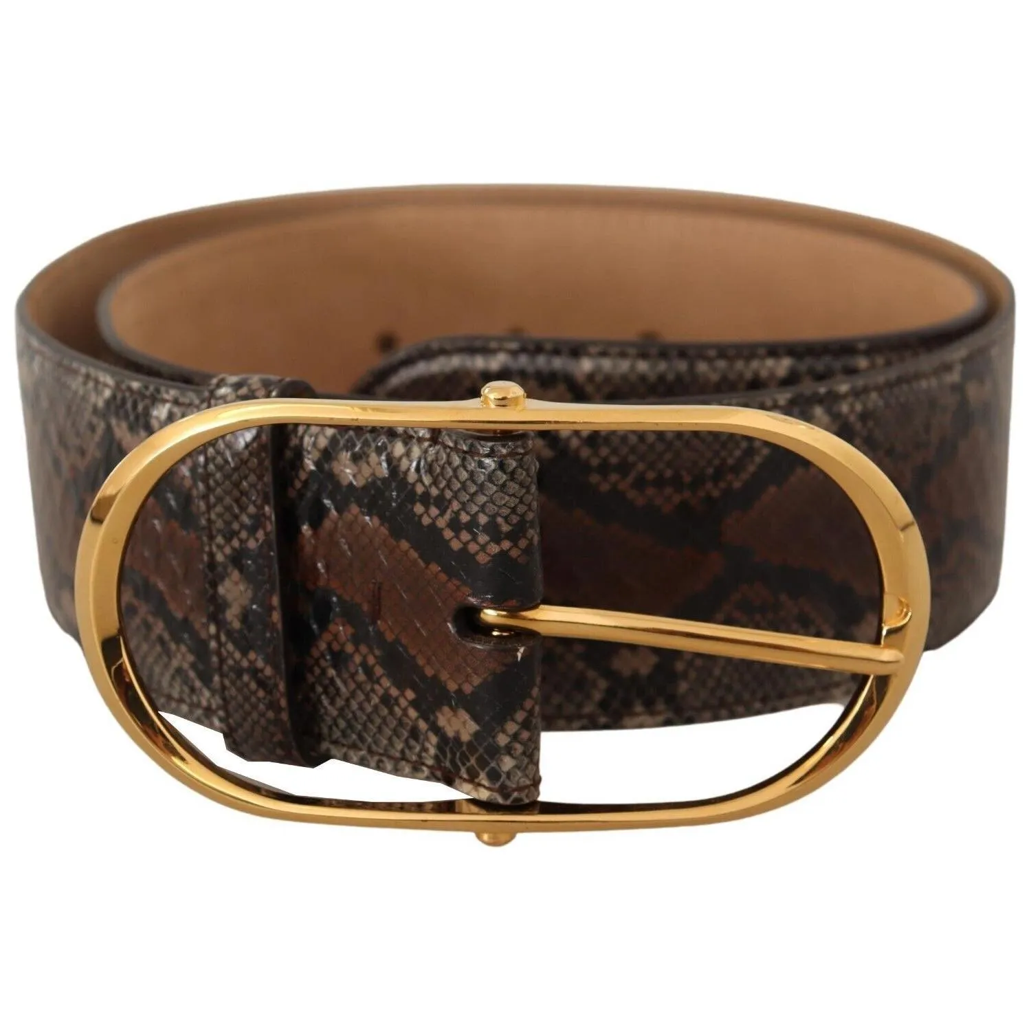 Dolce & Gabbana Elegant Brown Leather Belt with Gold Buckle