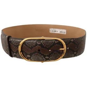 Dolce & Gabbana Elegant Brown Leather Belt with Gold Buckle