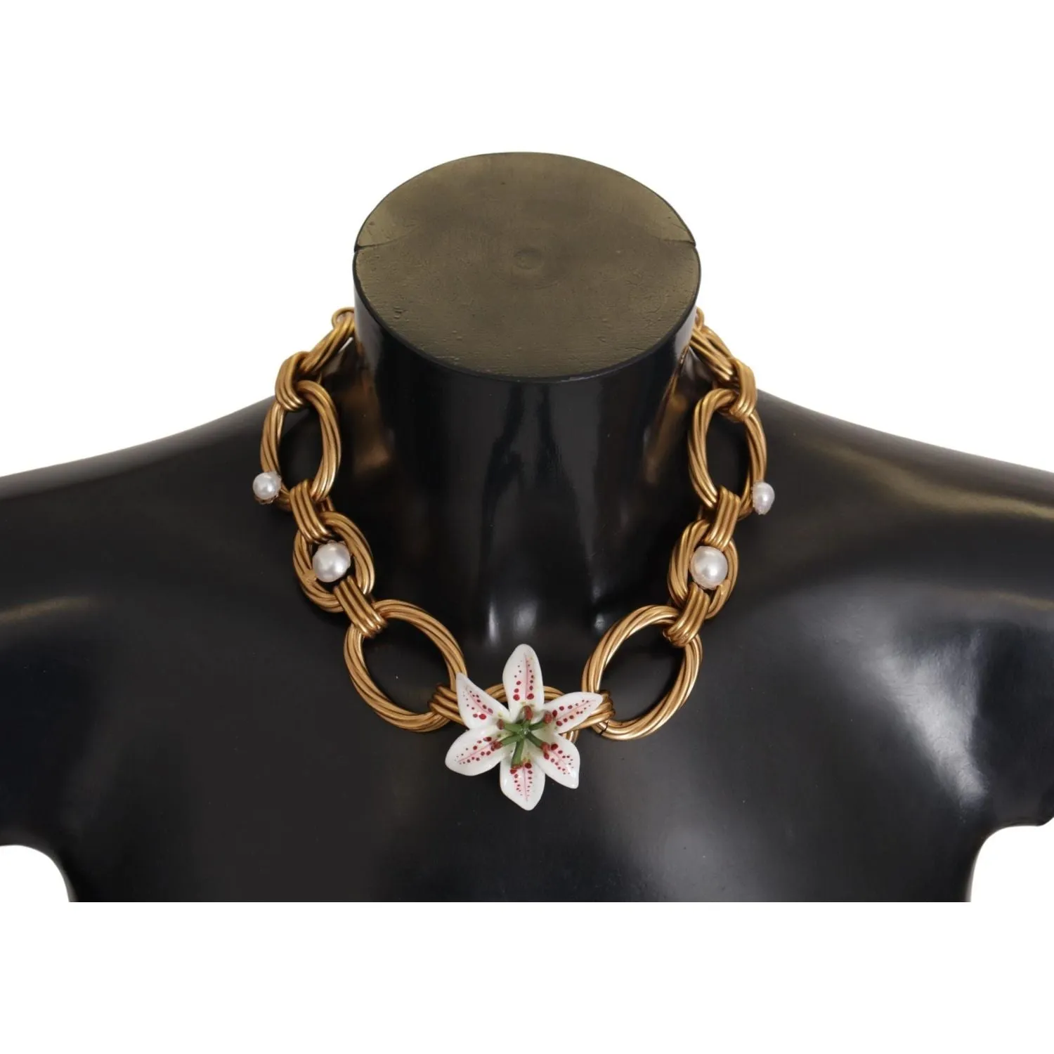 Dolce & Gabbana Elegant Gold Lilly Flower Pendant Necklace