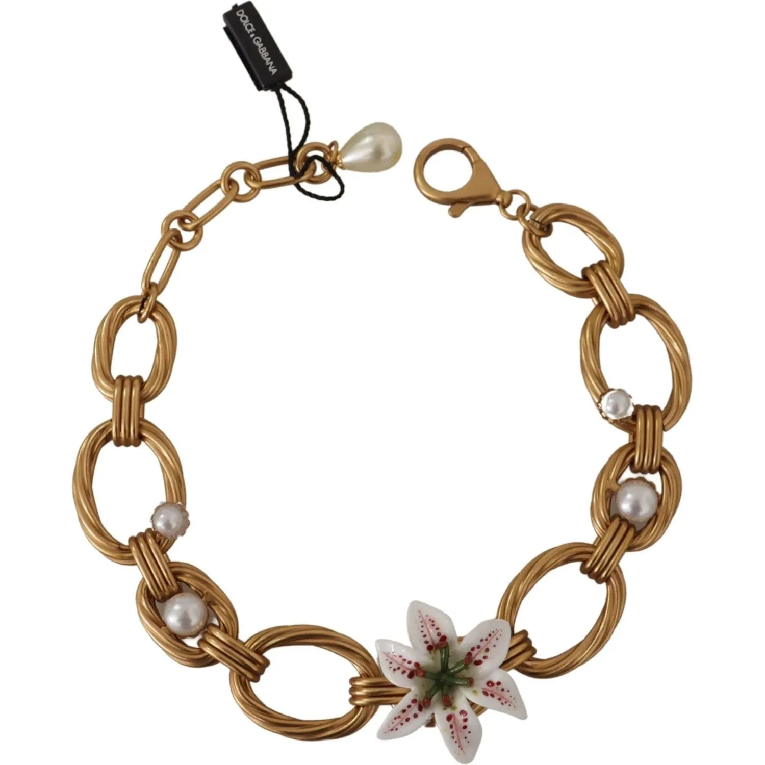 Dolce & Gabbana Elegant Gold Lilly Flower Pendant Necklace