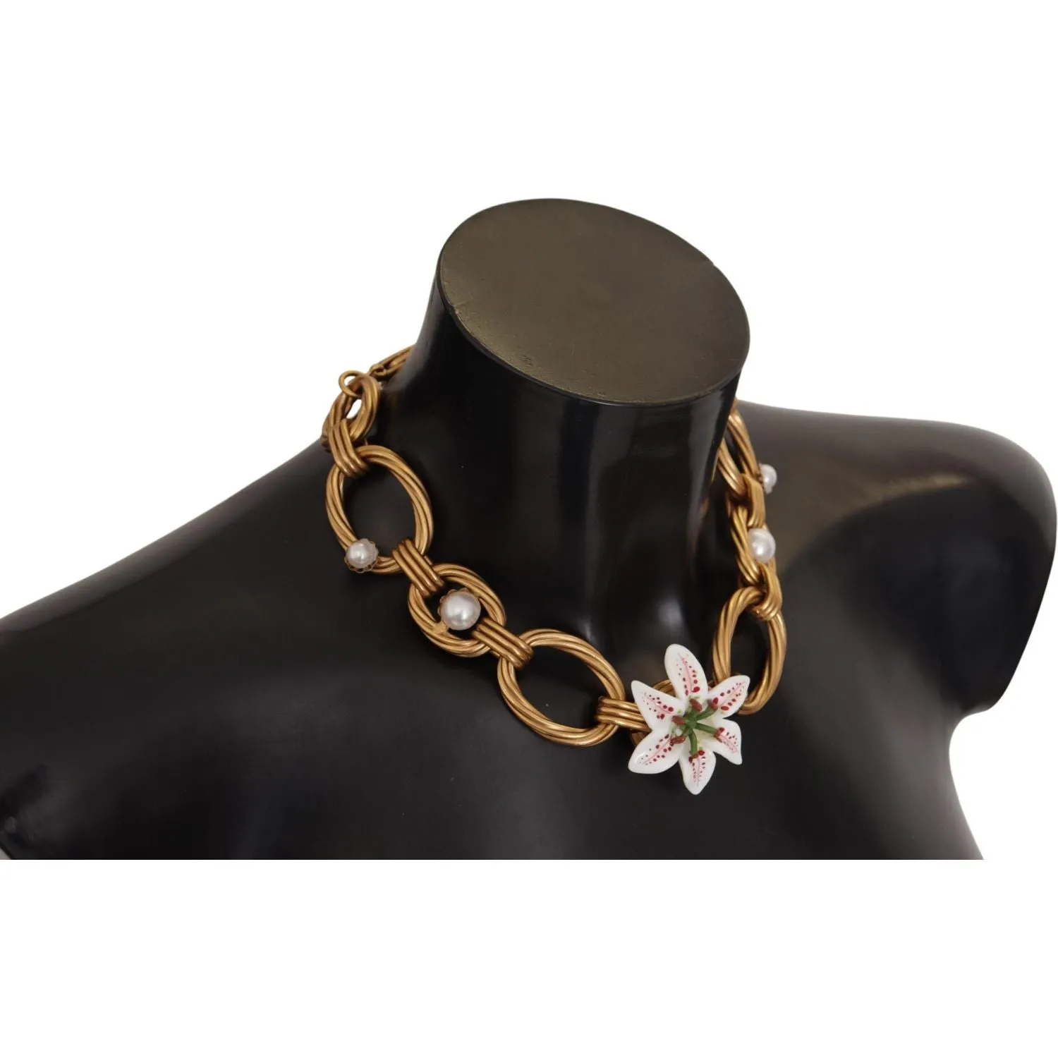 Dolce & Gabbana Elegant Gold Lilly Flower Pendant Necklace